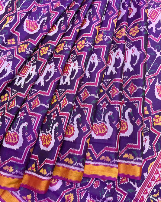 Pink & Purple Star Narikunj Figure Patola Saree