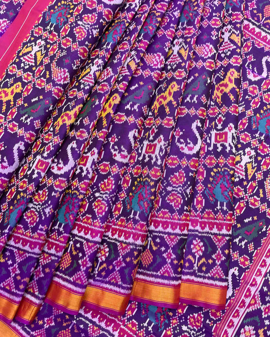 Pink & Purple Small Figure Narikunj Patola Saree