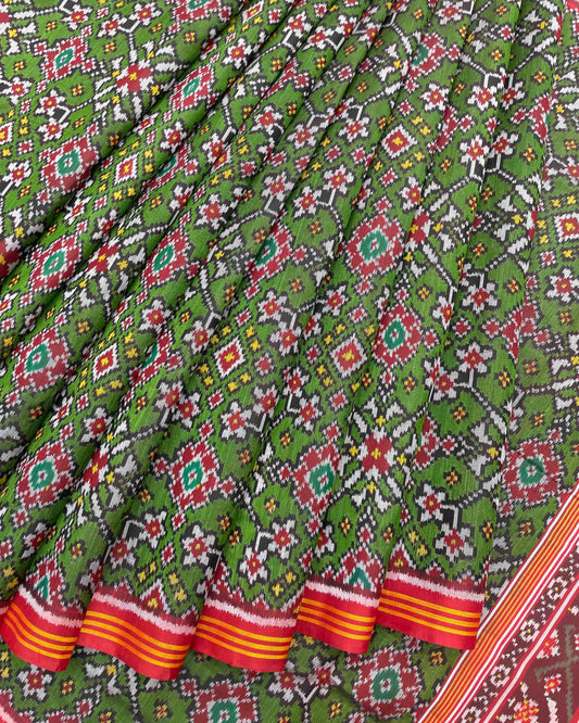 Red & Green Navratan Patola Saree