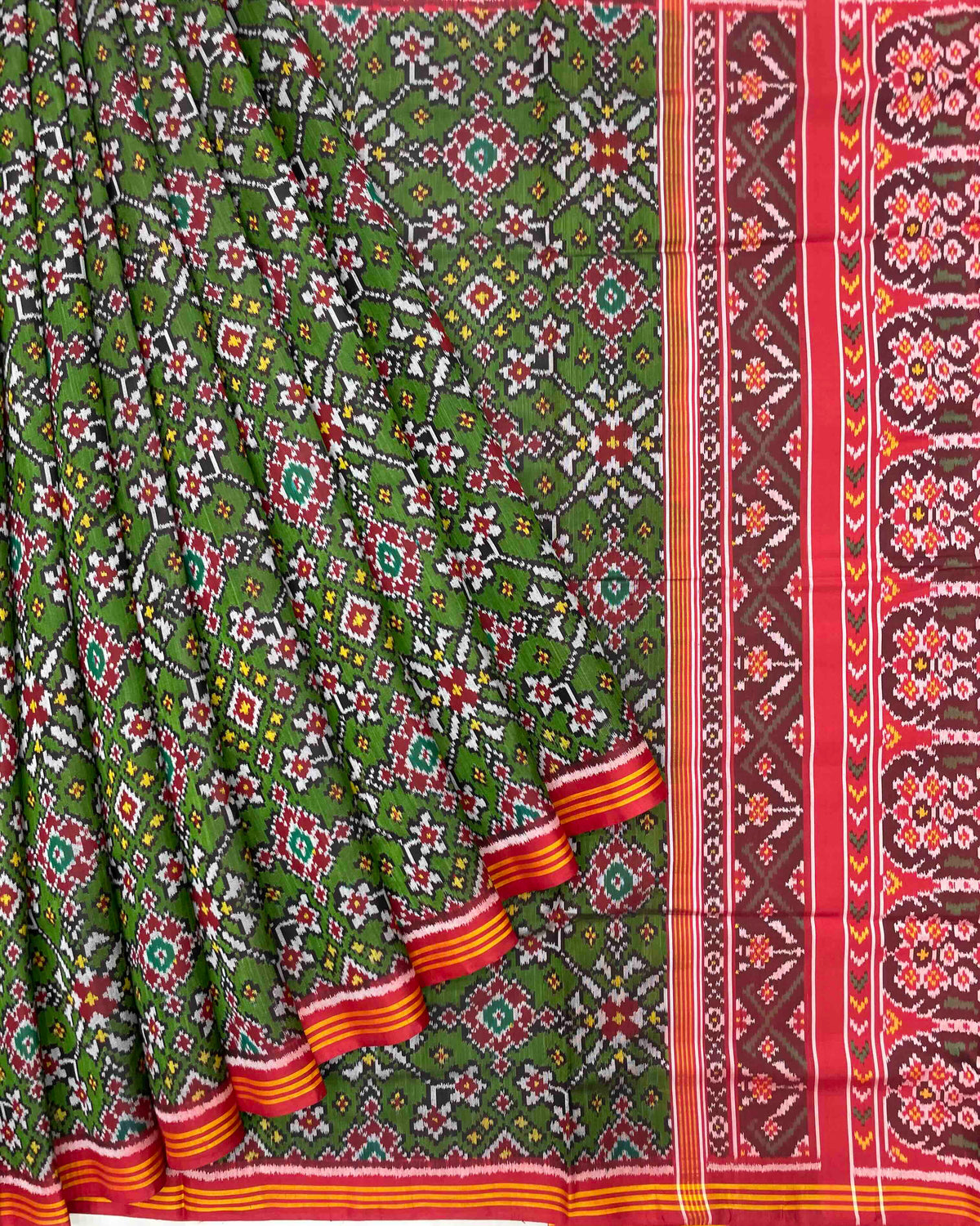 Red & Green Navratan Patola Saree