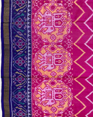 Blue & Pink Zig Zag with Elephant Chhabdi Scut Border Patola Saree