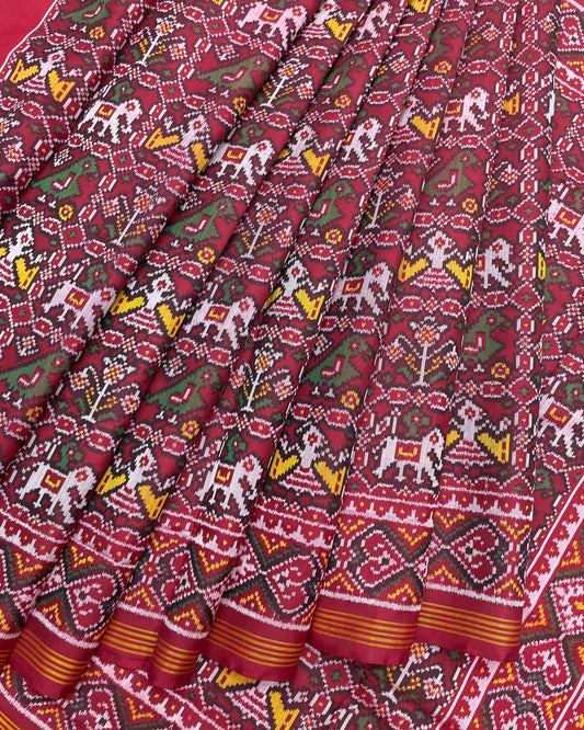 Crimson Red Narikunj Patola Saree