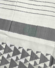 White & Grey Fancy Design with Scut Border Patola Saree