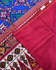 Red & Blue Big Figure Chhabdi Narikunj Twill Patola Saree