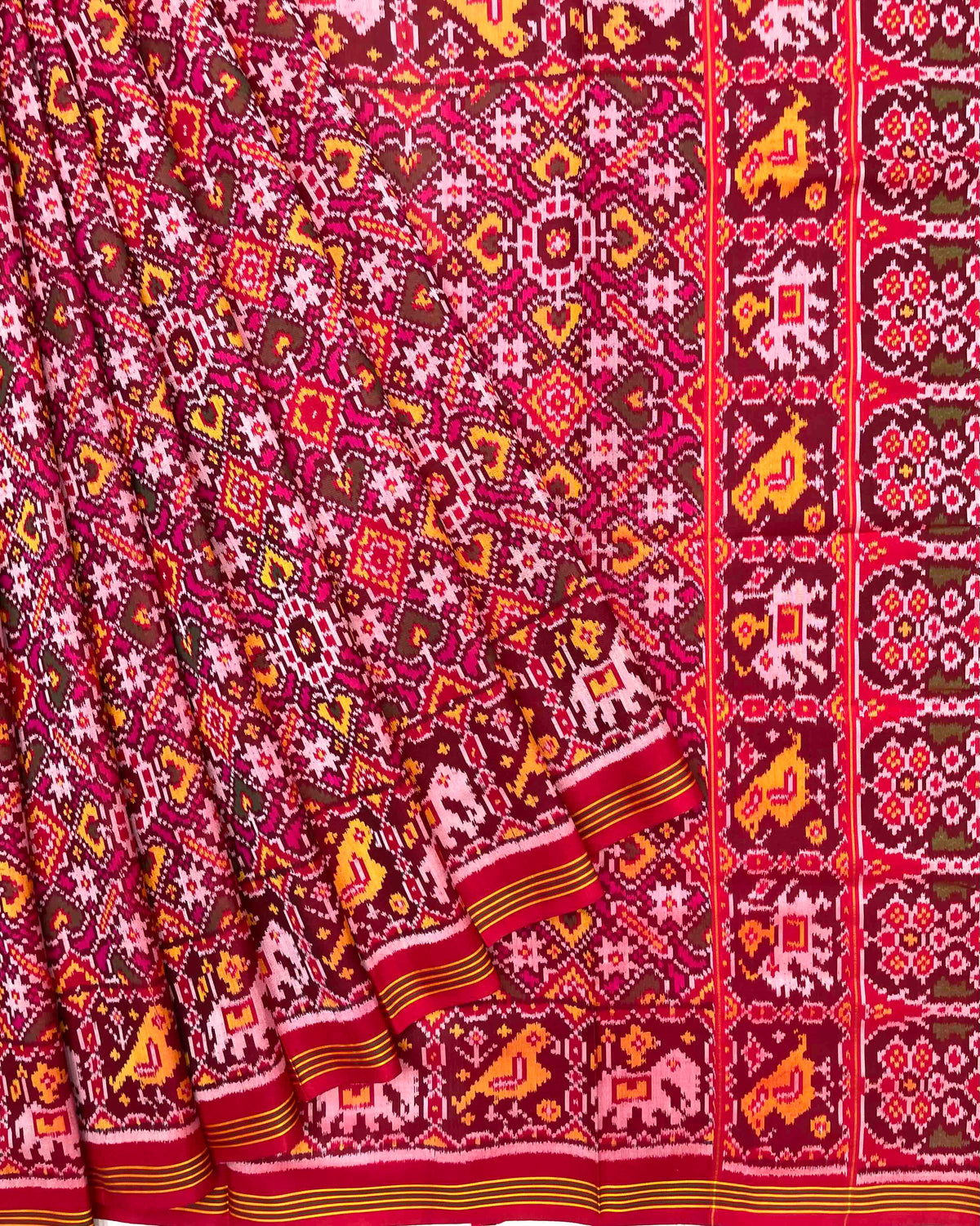 Red & Pink Manekchowk Patola Saree