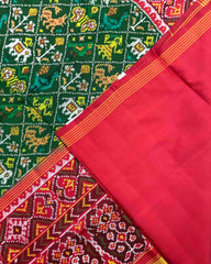 Red & Green Narikunj Patola Saree