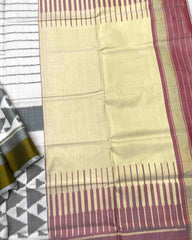 White & Grey Fancy Design with Scut Border Patola Saree