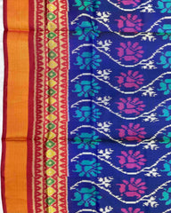 Red & Blue Fancy Flower Patola Saree