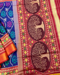 Red & Blue Fancy Flower Patola Saree