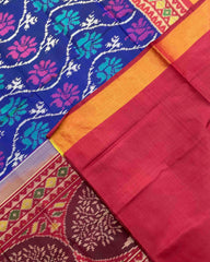 Red & Blue Fancy Flower Patola Saree