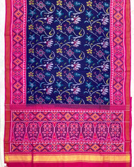 Pink & Blue Fancy Flower Patola Saree