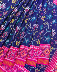 Pink & Blue Fancy Flower Patola Saree