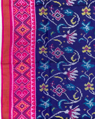 Pink & Blue Fancy Flower Patola Saree