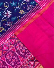 Pink & Blue Fancy Flower Patola Saree