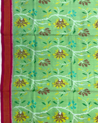 Pink & Light Green Fancy Flower Patola Saree