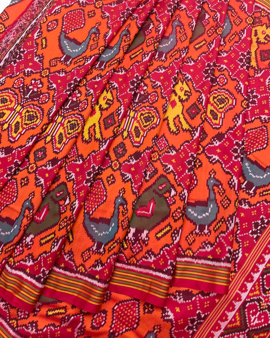 Red & Orange Big Figure Chhabdi Narikunj Patola Saree