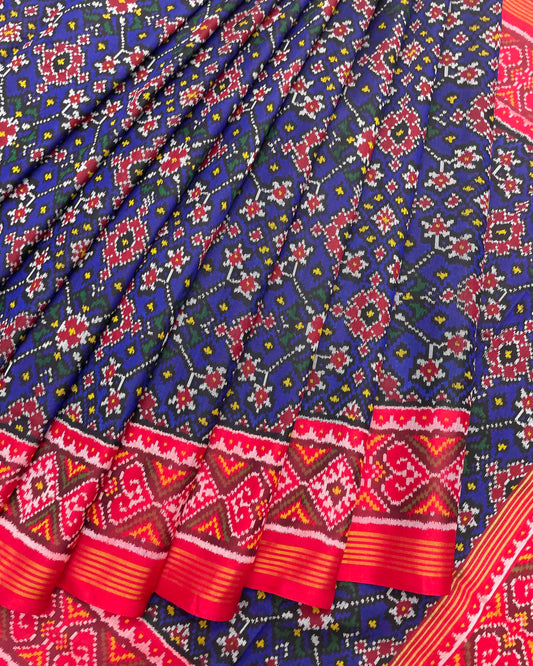 Red & Blue Navratan Design Patola Saree