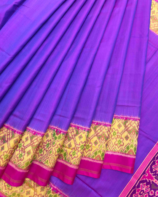 Pink & Purple Plain Patola Saree