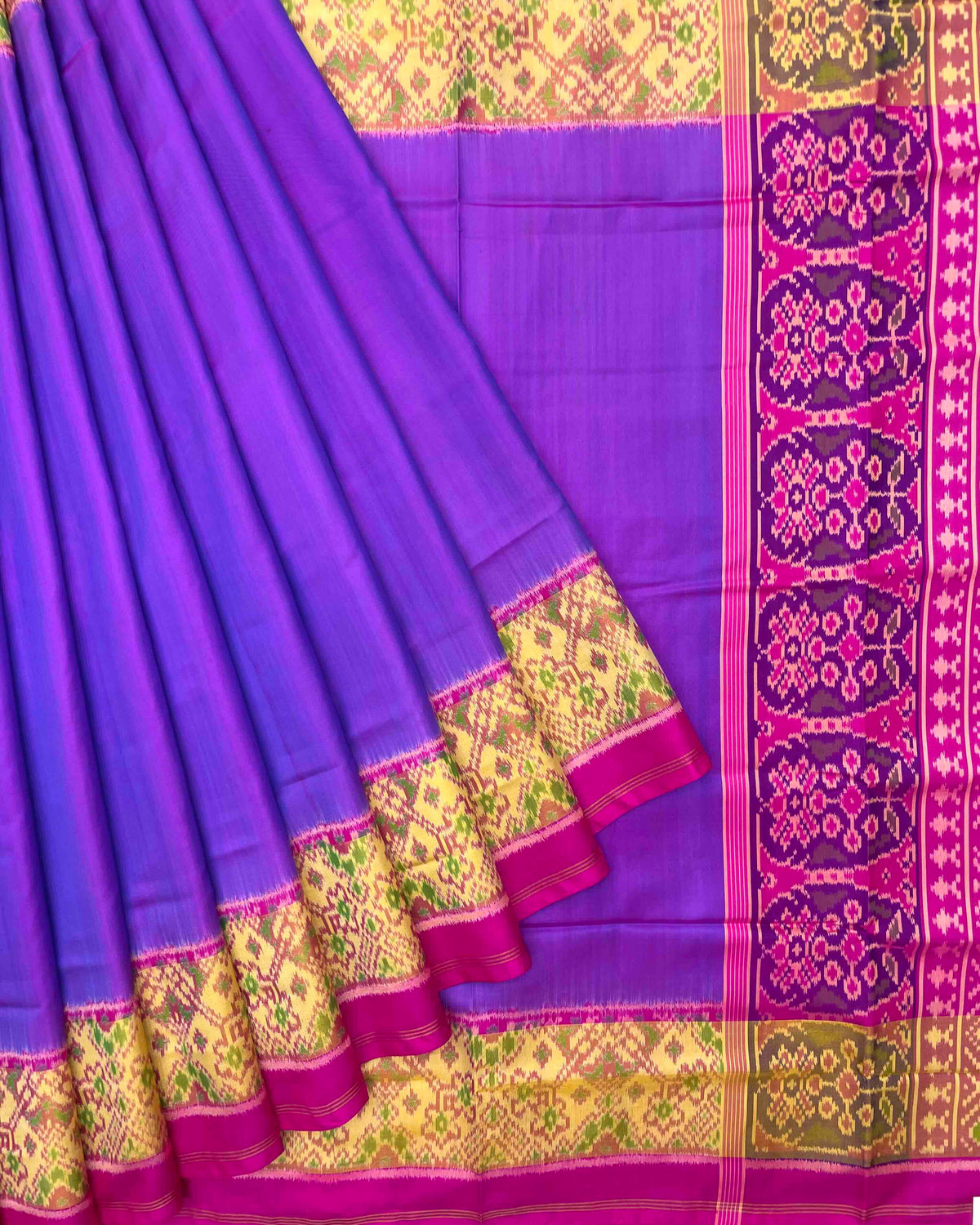 Pink & Purple Plain Patola Saree