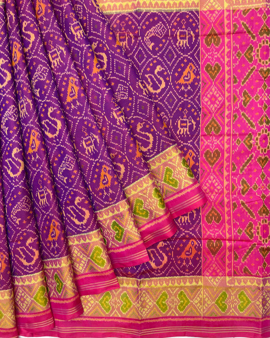 Pink & Purple Circle Narikunj Patola Saree