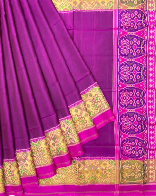 Pink & Purple Plain Patola Saree