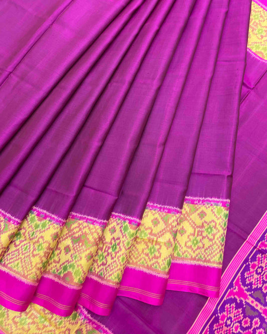 Pink & Purple Plain Patola Saree