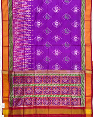 Red & Purple Narikunj with Temple Scut Border Patola Saree