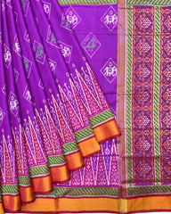 Red & Purple Narikunj with Temple Scut Border Patola Saree