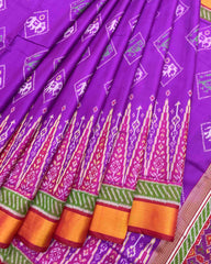 Red & Purple Narikunj with Temple Scut Border Patola Saree