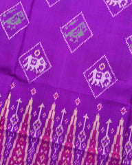 Red & Purple Narikunj with Temple Scut Border Patola Saree