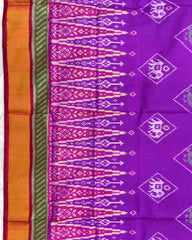 Red & Purple Narikunj with Temple Scut Border Patola Saree