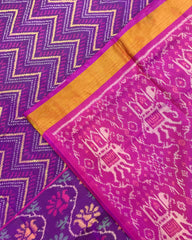 Pink & Purple Zig Zag Design Patola Saree