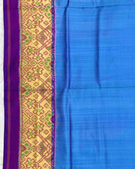 Purple & Sky Blue Plain Patola Saree