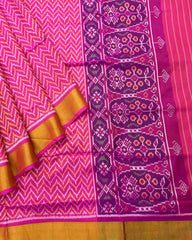 Pink Zig Zag Patola Saree