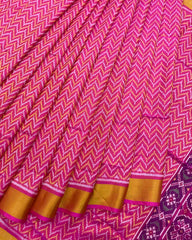 Pink Zig Zag Patola Saree