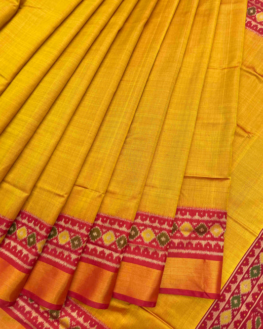 Red & Yellow Plain Patola Saree