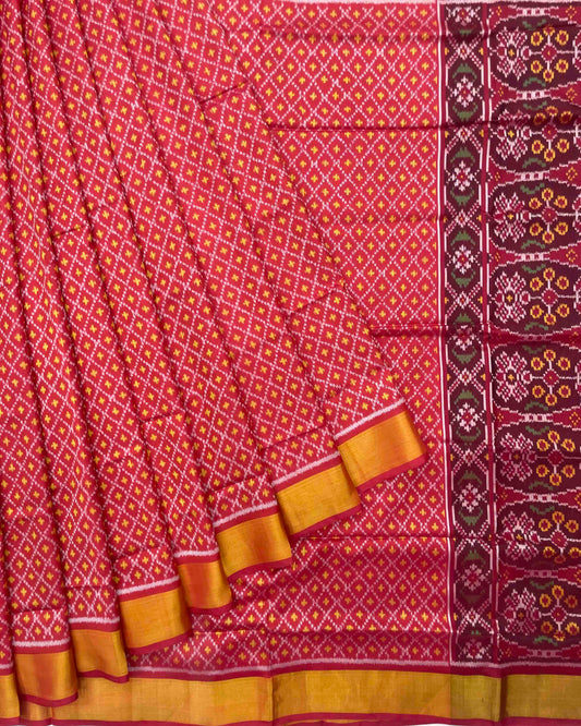 Red Booty Design Patola Saree