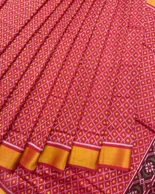 Red Booty Design Patola Saree