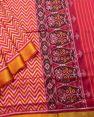 Red Zig Zag Lining Patola Saree