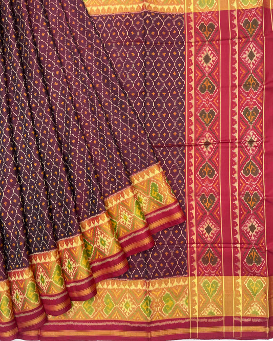 Red & Maroon Booty Design Patola Saree