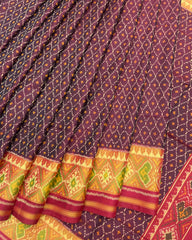 Red & Maroon Booty Design Patola Saree