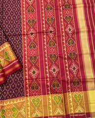 Red & Maroon Booty Design Patola Saree