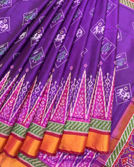 Red & Purple Narikunj with Temple Scut Border Patola Saree