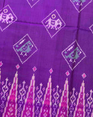 Red & Purple Narikunj with Temple Scut Border Patola Saree