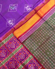 Red & Purple Narikunj with Temple Scut Border Patola Saree