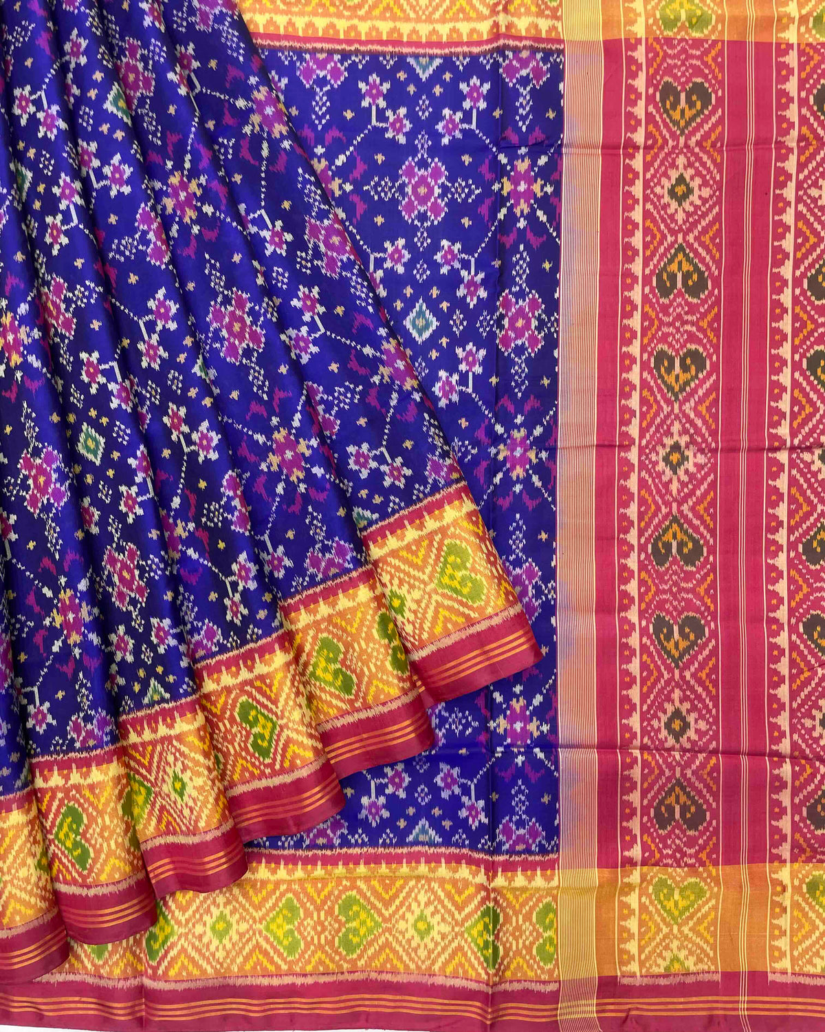 Red & Blue Navratan Patola Saree