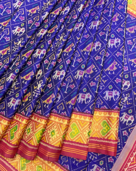 Red & Blue Narikunj Patola Saree