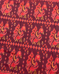 Red & Purplish Maroon Big Figure Peacok Design Patola Saree