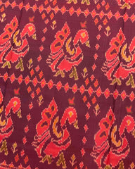 Red & Purplish Maroon Big Figure Peacok Design Patola Saree