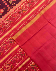 Red & Purplish Maroon Big Figure Peacok Design Patola Saree